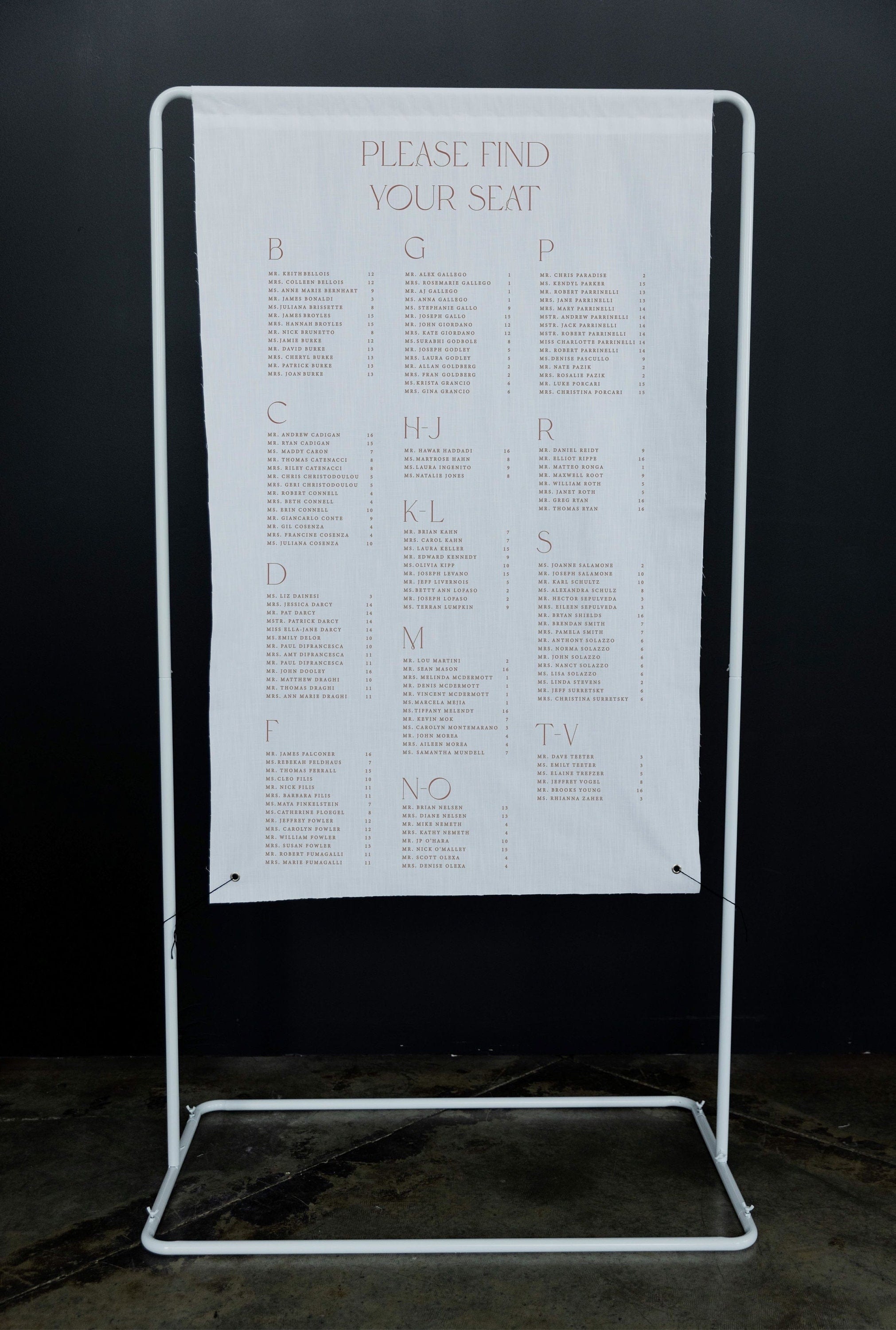 Fabric Wedding Seating Chart Sign Modern Wedding Fabric Linen Custom Shower ceremony Boho Bridal Wedding Ceremony Fabric Seating Chart SC