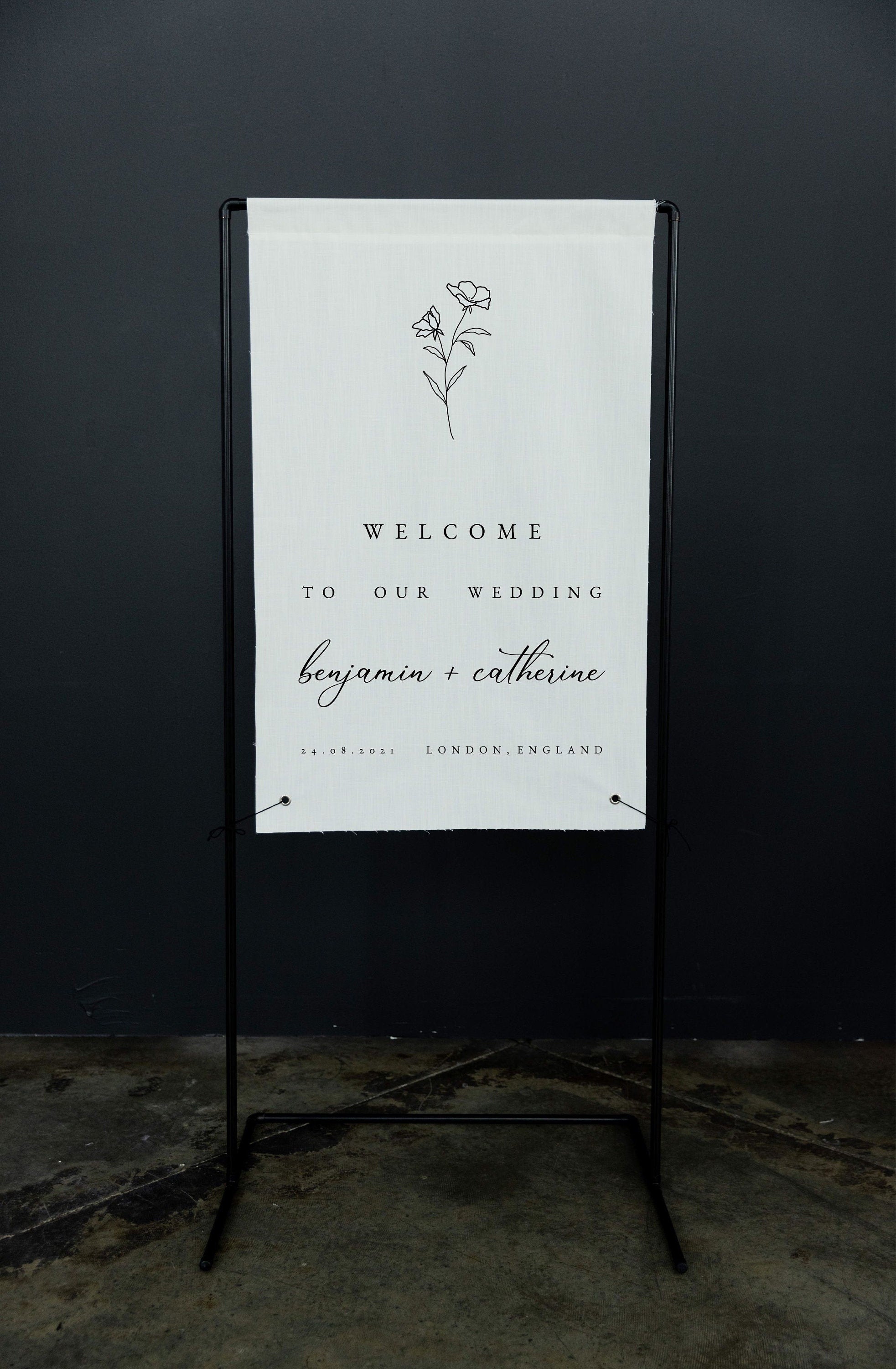 Fabric Wedding Welcome Sign Modern Wedding Welcome Sign Fabric Linen Custom Shower ceremony Boho Bridal Welcome Sign Wedding Ceremony Sign 1