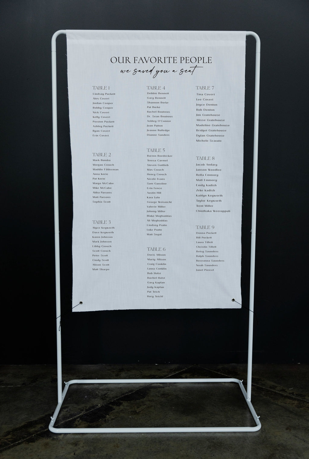 Fabric Wedding Seating Chart Sign Modern Wedding Fabric Linen Custom Shower ceremony Boho Bridal Wedding Ceremony Fabric Seating Chart SC