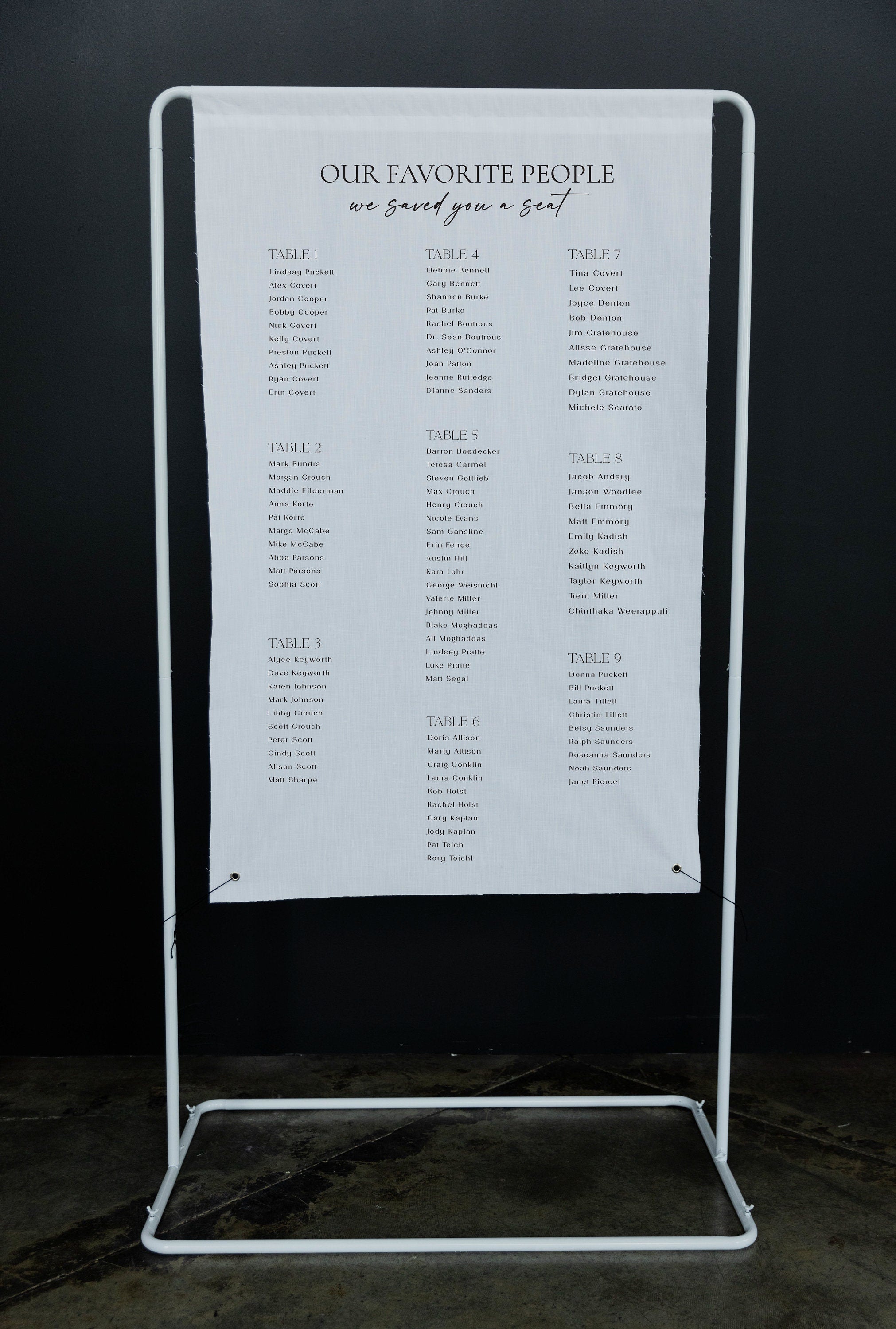 Fabric Wedding Seating Chart Sign Modern Wedding Fabric Linen Custom Shower ceremony Boho Bridal Wedding Ceremony Fabric Seating Chart SC