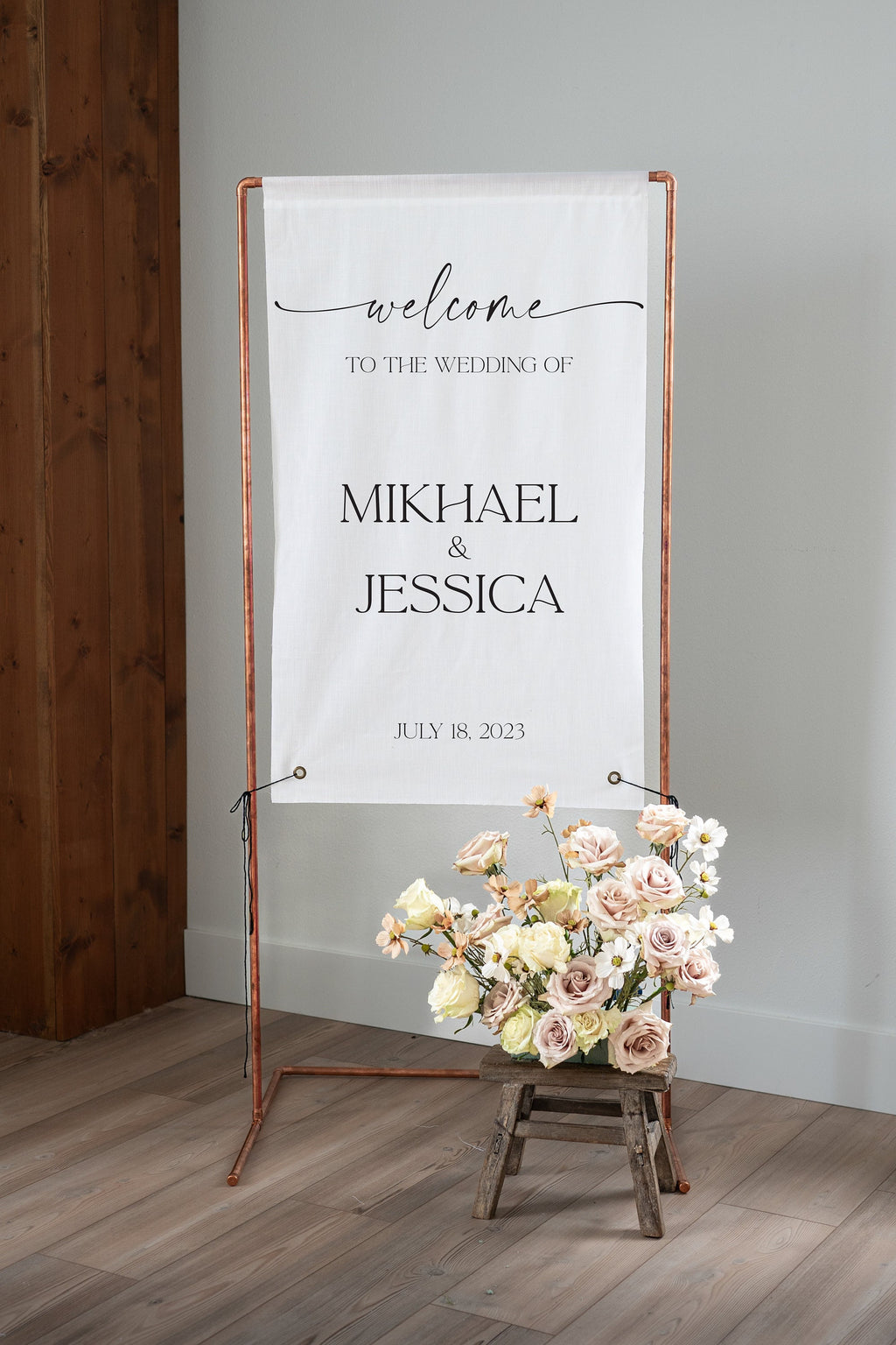 Fabric Wedding Welcome Sign Modern Wedding Welcome Sign Fabric Linen Custom Shower ceremony Boho Bridal Welcome Sign Wedding Ceremony Sign