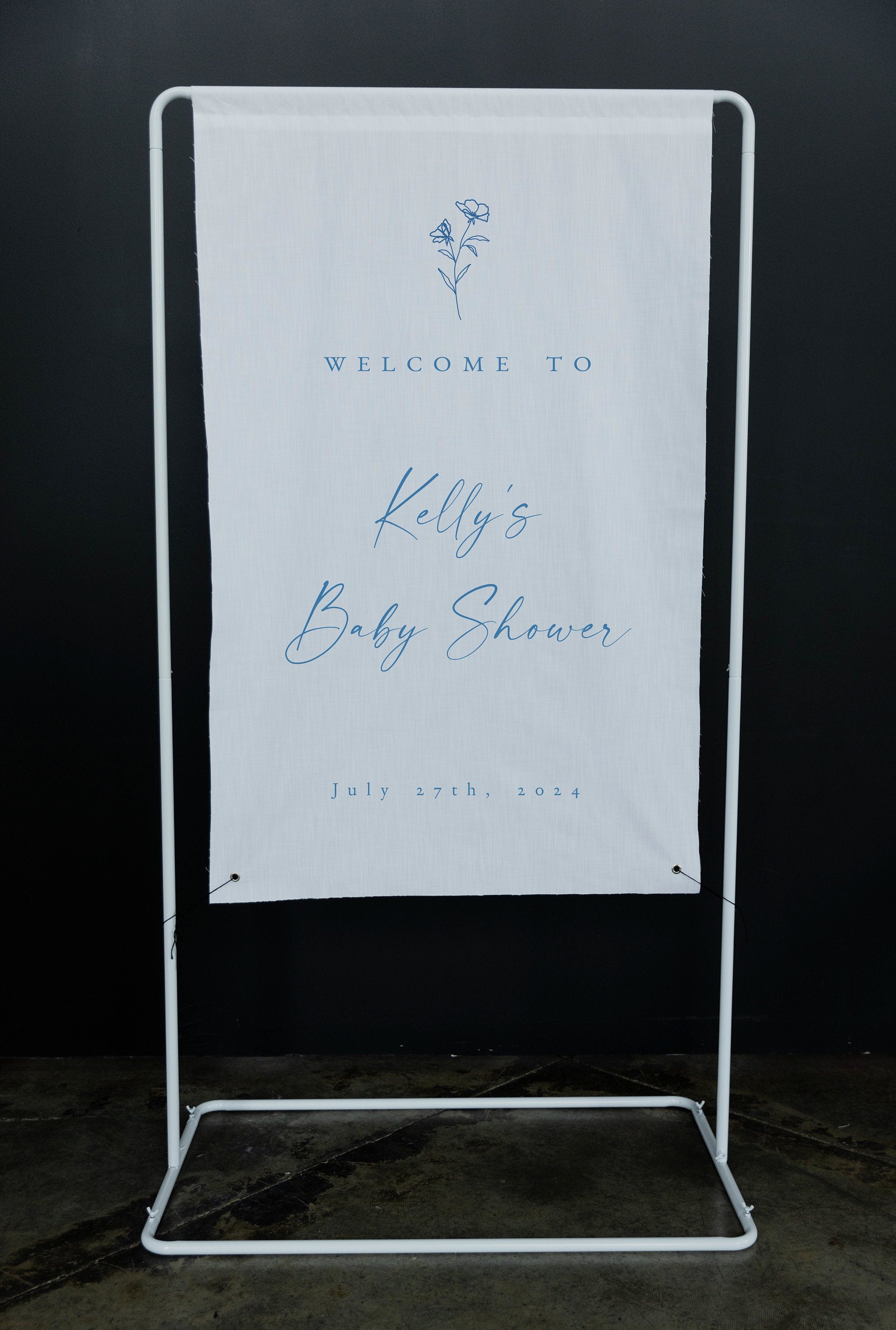 Fabric Oh Baby Sign Modern Baby Shower Sign Fabric Linen Custom Hello Baby Sign Welcome Baby Decor Shower Sign