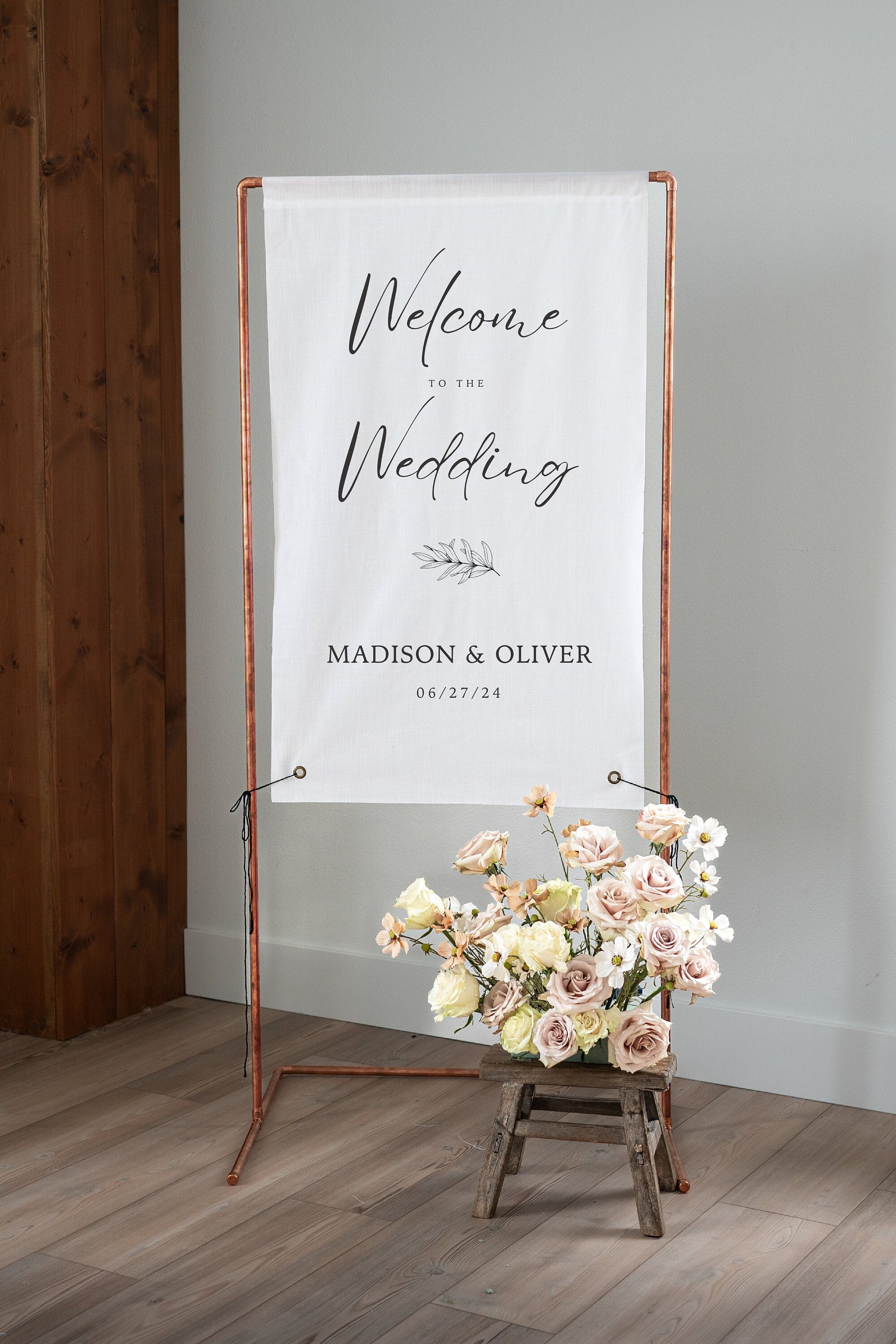Fabric Wedding Welcome Sign Modern Wedding Welcome Sign Fabric Linen Custom Wedding ceremony Boho Wedding Welcome Sign Wedding Ceremony Sign