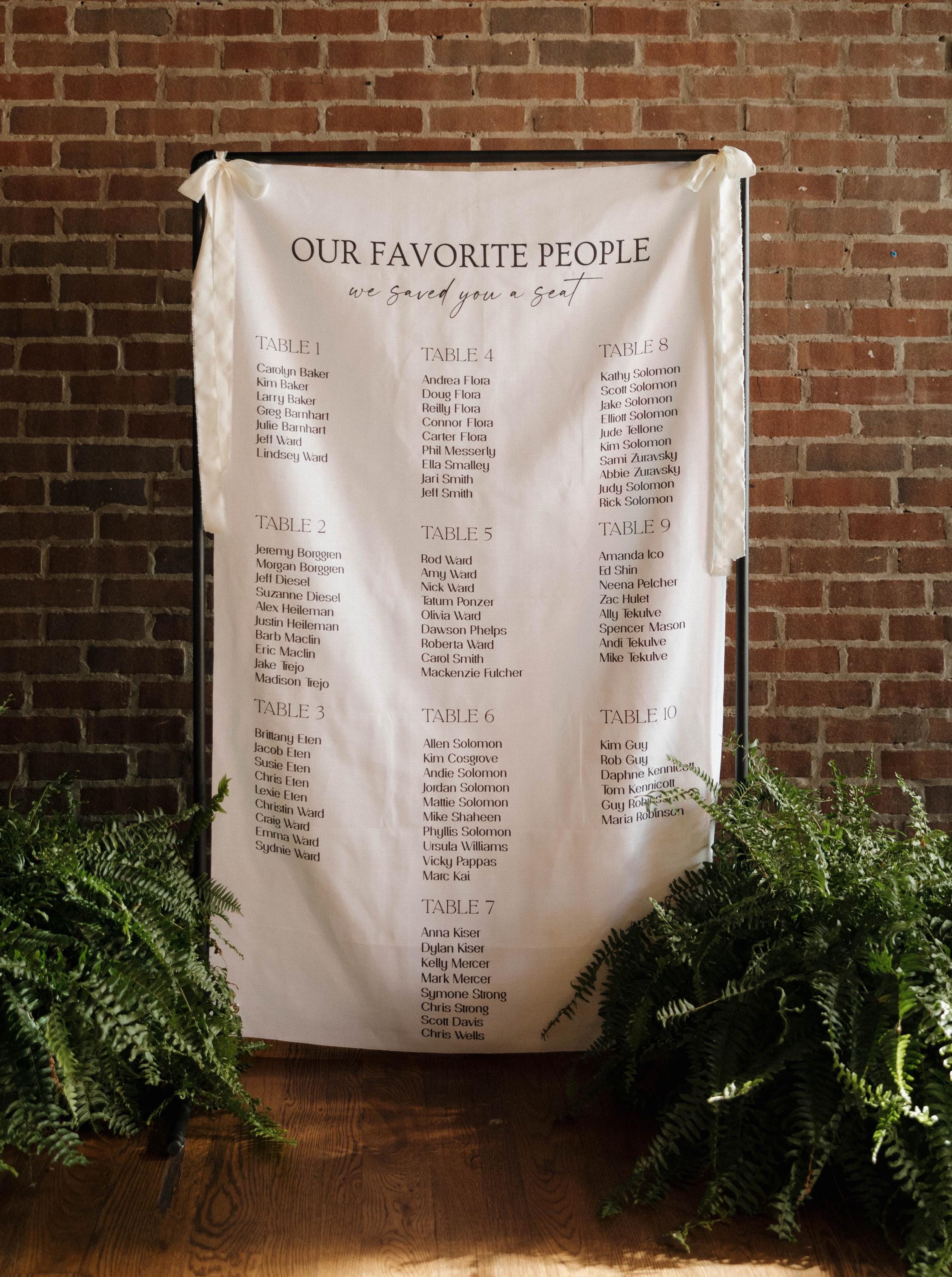 Fabric Wedding Seating Chart Sign Modern Wedding Fabric Linen Custom Shower ceremony Boho Bridal Wedding Ceremony Fabric Seating Chart SC